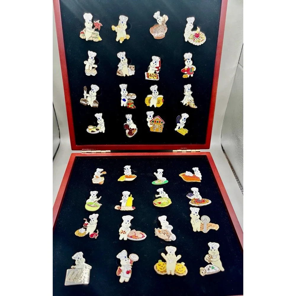 Master Set Pillsbury Doughboy Pin Collection Willabee & Ward Box Recipe Cards